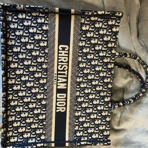 Dior Blue and Cream Christian Dior Canvas Tote